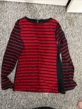 Chaps Red and Black Striped Tee